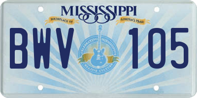 MS license plate BWV105