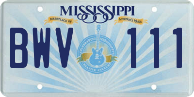 MS license plate BWV111