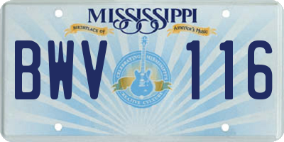 MS license plate BWV116