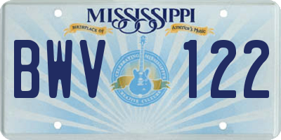 MS license plate BWV122