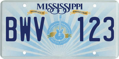 MS license plate BWV123