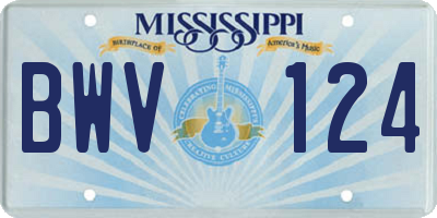 MS license plate BWV124