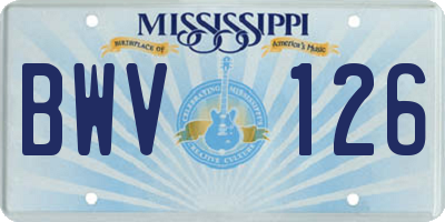 MS license plate BWV126