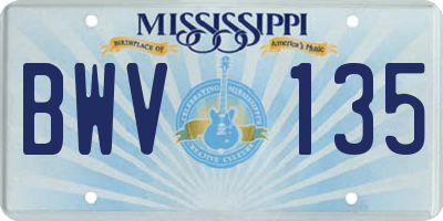 MS license plate BWV135