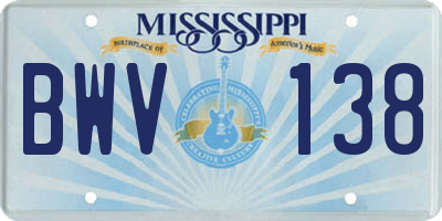 MS license plate BWV138