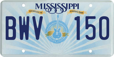 MS license plate BWV150