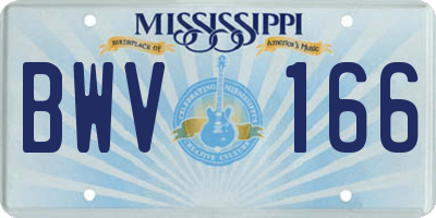 MS license plate BWV166