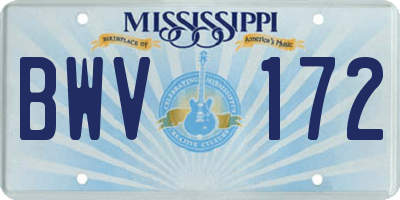MS license plate BWV172