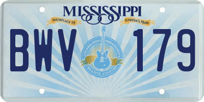MS license plate BWV179