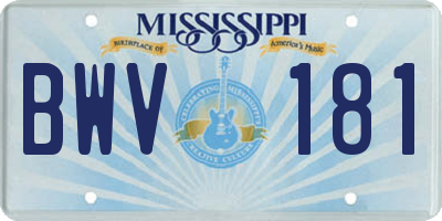 MS license plate BWV181