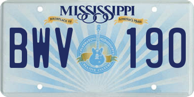 MS license plate BWV190