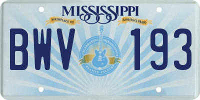 MS license plate BWV193