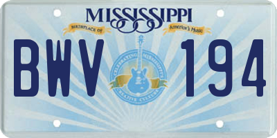 MS license plate BWV194