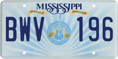 MS license plate BWV196