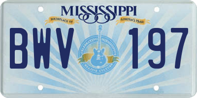 MS license plate BWV197