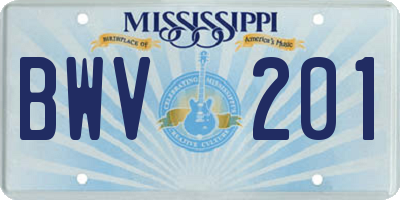 MS license plate BWV201