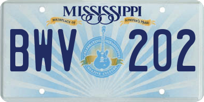 MS license plate BWV202