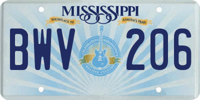 MS license plate BWV206