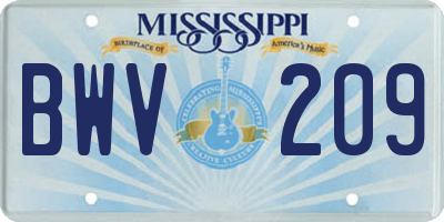 MS license plate BWV209