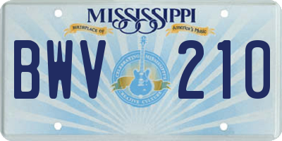 MS license plate BWV210