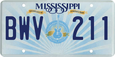 MS license plate BWV211