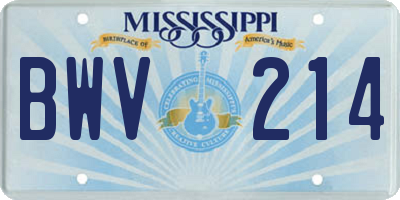 MS license plate BWV214