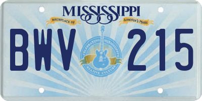 MS license plate BWV215