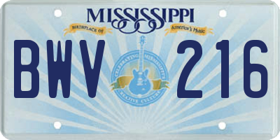 MS license plate BWV216
