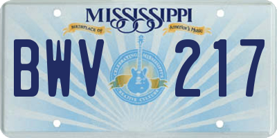 MS license plate BWV217