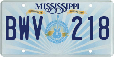 MS license plate BWV218