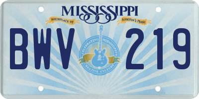 MS license plate BWV219