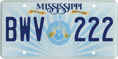 MS license plate BWV222