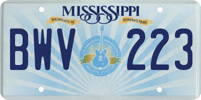 MS license plate BWV223