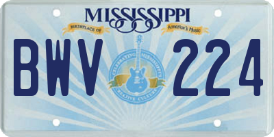 MS license plate BWV224