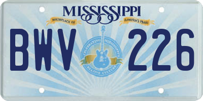 MS license plate BWV226