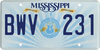 MS license plate BWV231