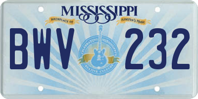 MS license plate BWV232