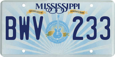 MS license plate BWV233