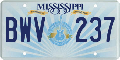 MS license plate BWV237