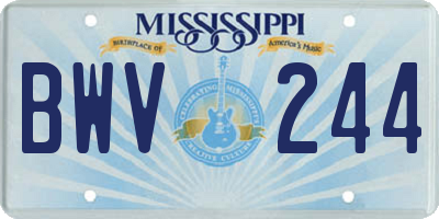 MS license plate BWV244