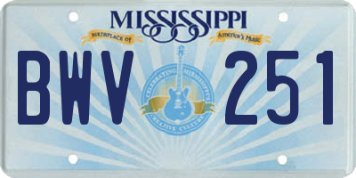 MS license plate BWV251