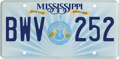 MS license plate BWV252