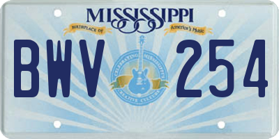 MS license plate BWV254
