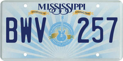 MS license plate BWV257