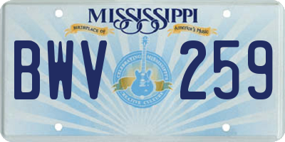 MS license plate BWV259
