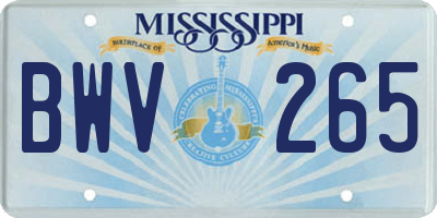 MS license plate BWV265