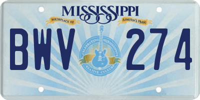 MS license plate BWV274