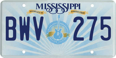 MS license plate BWV275