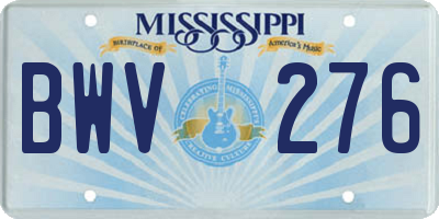 MS license plate BWV276