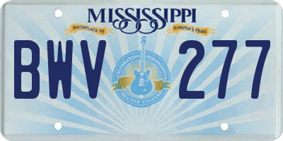 MS license plate BWV277